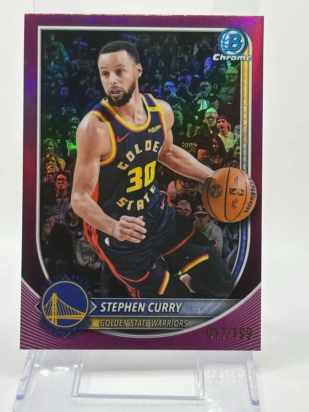 2025-26 Bowman Chrome Stephen Curry Fuchsia Refractor 17/199 SP Warriors